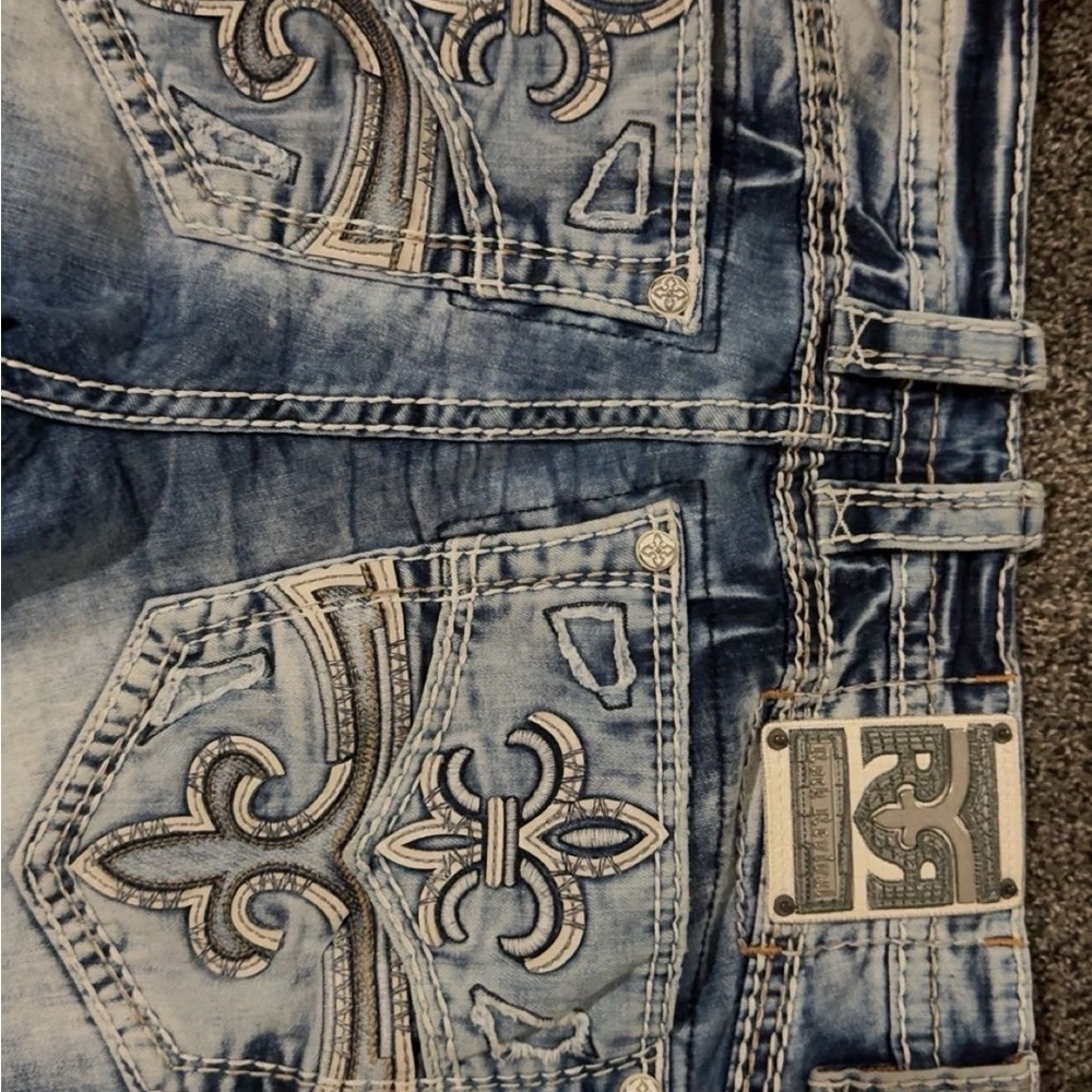 Embroidered Blue Denim Jeans